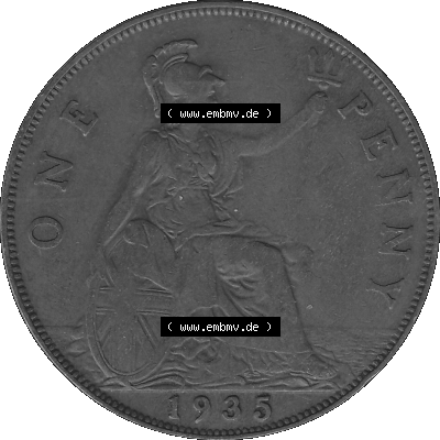 Großbritannien Umlaufmünze One Penny, 1 Pence 1928-1936, 1 One Penny, 1935 (Stück 1), George V. BM GEORGIVS V DEI GRABRITTOMNREX... Sammlung