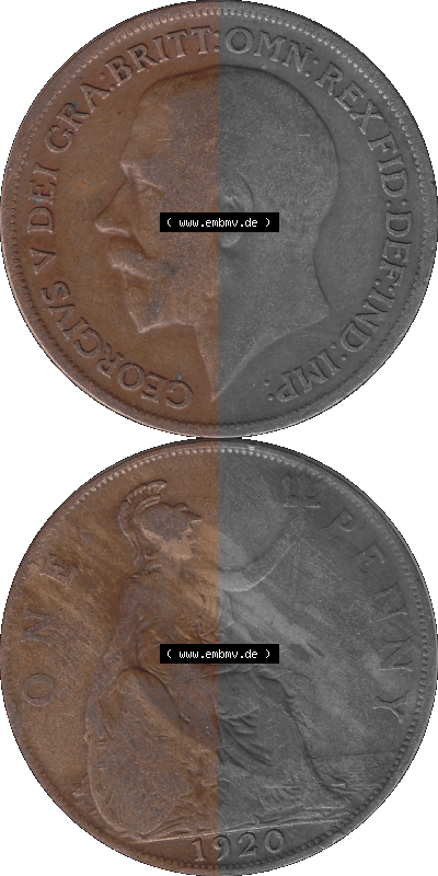 Großbritannien Umlaufmünze One Penny, 1 Pence 1911-1926, 1 One Penny, 1920 (Stück 1), George V, B.M. GEORGIVS V DEI GRABRITTOMNREX... Sammlung