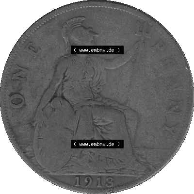 Großbritannien Umlaufmünze One Penny, 1 Pence 1911-1926, 1 One Penny, 1913 (Stück 1), George V, B.M. GEORGIVS V DEI GRABRITTOMNREX... Sammlung
