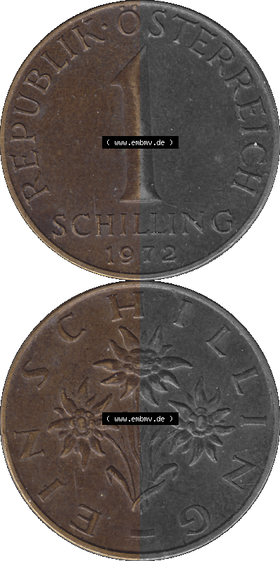 Österreich 1 / Ein Schilling 1959-2001, 1 Schilling 1972 (Stück 1), Ein Shilling Edelweiß Sammlung