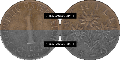 Österreich 1 / Ein Schilling 1959-2001, 1 Schilling 1962 (Stück 1), Edelweiß, Münze / Kursmünze aus Österreich Sammlung
