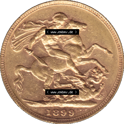 Alte Goldmünze Großbritannien 1893-1901, 1 Pfund Sovereign 1899 (Stück 1) Sammlung