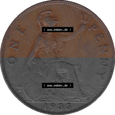 Großbritannien Umlaufmünze One Penny, 1 Pence 1928-1936, 1 One Penny, 1935 (Stück 1), George V. BM GEORGIVS V DEI GRABRITTOMNREX... Sammlung