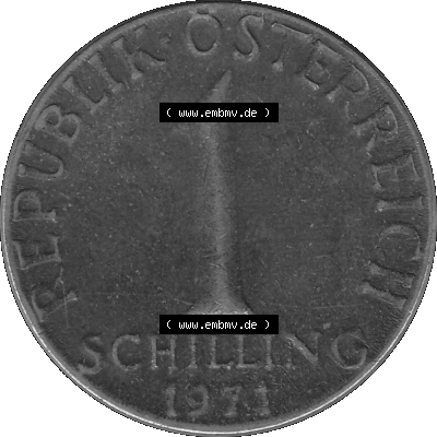 Österreich 1 / Ein Schilling in Graustufen 1959-2001, 1 Schilling 1971 (Stück 1), Ein Shilling Edelweiß Graustufen Sammlung