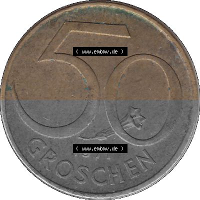 50 / Fünfzig Groschen Österreich in original Farbgebung von Scanner transparenten PNG 1959-2001, 50 Groschen 1971 (Stück 1),... Sammlung