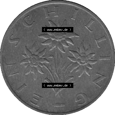 Österreich 1 / Ein Schilling 1959-2001, 1 Schilling 1979 (Stück 1), Edelweiß Graustufen, 1 / Ein Schilling-Münze aus der Zweiten... Sammlung