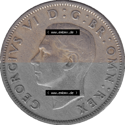 Alte Münze Großbritannien, Bild in Farbe bzw. Color PNG-Grafik, Umlaufmünze aus dem Zeitraum 1949-1951, 2 Schilling-Florin,... Sammlung