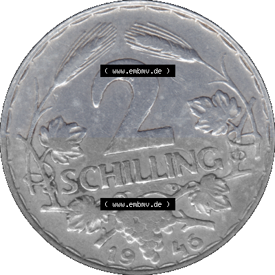 Alte Münze aus Österreich als PNG-Grafik 1946-1952, 2 Schilling 1946 (Stück 1) Sammlung