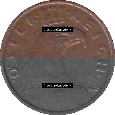 1 / Ein Groschen Österreich in original Farbgebung von Scanner transparenten PNG 1925-1938, 1-Ein Groschen, Adlerkopf mit Mauerkrone... Sammlung