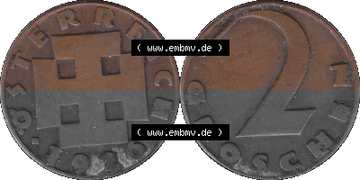 2 / Zwei Groschen Österreich in original Farbgebung von Scanner transparenten PNG 1925-1938, 2 Zwei Groschen, Krückenkreuz 1926... Sammlung