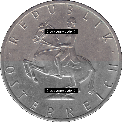 5 / Fünf Schilling Österreich in original Farbgebung von Scanner transparenten PNG 1968-2001, 5 Schilling 1988 (Stück 1), Reiter... Sammlung