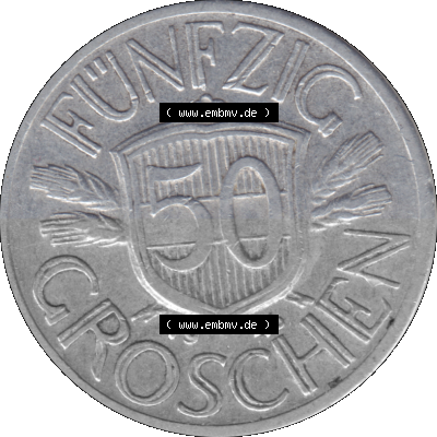 Alte Münze aus Österreich als PNG-Grafik 1946-1955, 50 Groschen 1946 (Stück 1) Sammlung
