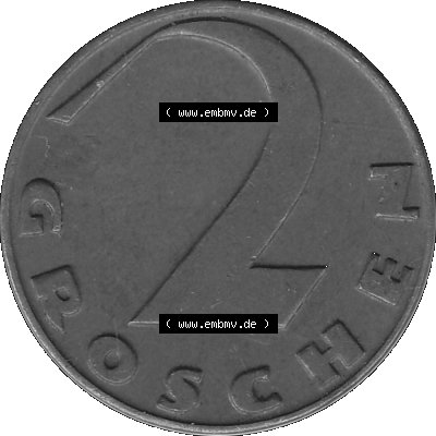 2 / Zwei Groschen Österreich in s/w Schwarzweiß bzw. Graustufen Farbgebung von Scanner transparenten PNG 1925-1938, 2 Zwei Groschen,... Sammlung
