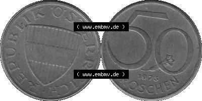 50 / Fünfzig Groschen Österreich in s/w Schwarzweiß bzw. Graustufen Farbgebung von Scanner transparenten PNG 1959-2001, 50... Sammlung