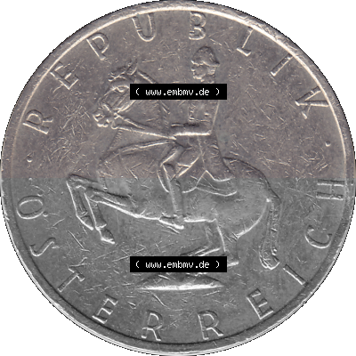 5 / Fünf Schilling Österreich in original Farbgebung von Scanner transparenten PNG 1968-2001, 5 Schilling 1984 (Stück 2), Reiter... Sammlung