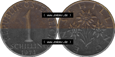 Österreich 1 / Ein Schilling 1959-2001, 1 Schilling 1971 (Stück 1), Ein Shilling Edelweiß Sammlung