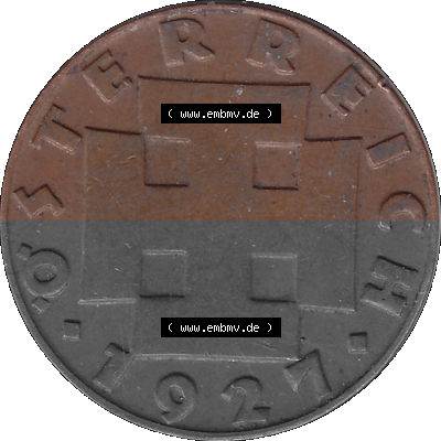 2 / Zwei Groschen Österreich in original Farbgebung von Scanner transparenten PNG 1925-1938, 2 Zwei Groschen, Krückenkreuz 1927... Sammlung