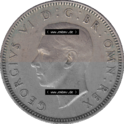 Alte Münze Großbritannien, Bild in Farbe bzw. Color PNG-Grafik 1947-1948, 1 One Schilling - One Shilling, 1948 (Stück 3) Sitzender... Sammlung