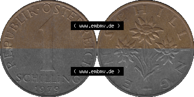 Österreich 1 / Ein Schilling 1959-2001, 1 Schilling 1979 (Stück 1), Edelweiß, Münze / Kursmünze aus Österreich Sammlung