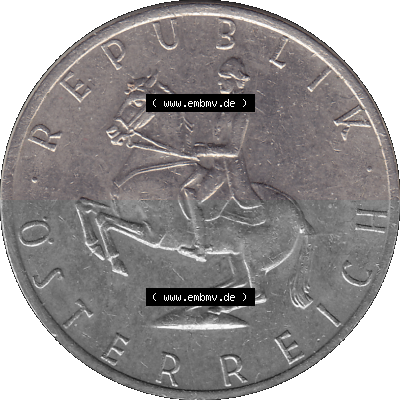 5 / Fünf Schilling Österreich in original Farbgebung von Scanner transparenten PNG 1968-2001, 5 Schilling 1984 (Stück 1), Reiter... Sammlung