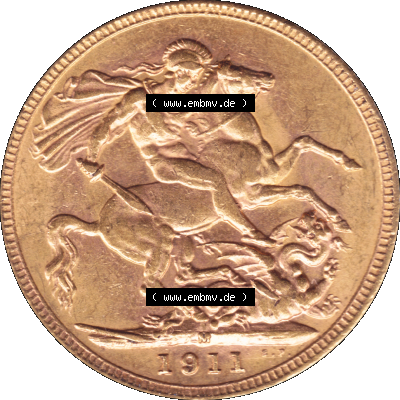 Alte Goldmünze Großbritannien 1911-1927, 1 Pfund Sovereign 1911 (Stück 1) Sammlung