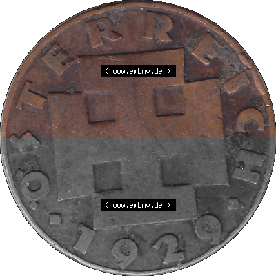 2 / Zwei Groschen Österreich in original Farbgebung von Scanner transparenten PNG 1925-1938, 2 Zwei Groschen, Krückenkreuz 1929... Sammlung