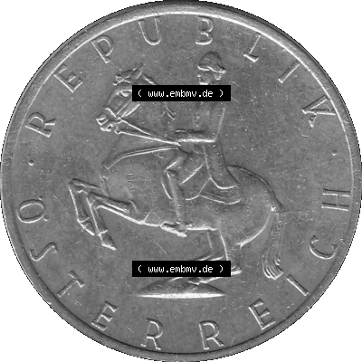 5 / Fünf Schilling Österreich in s/w Schwarzweiß bzw. Graustufen Farbgebung von Scanner transparenten PNG 1968-2001, 5 Schilling... Sammlung
