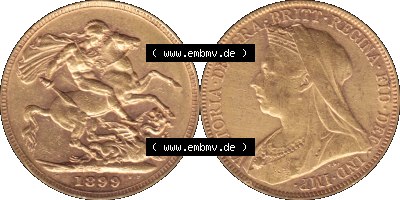 Alte Goldmünze Großbritannien 1893-1901, 1 Pfund Sovereign 1899 (Stück 1) Sammlung