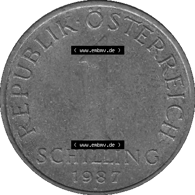 Österreich 1 / Ein Schilling 1959-2001, 1 Schilling 1987 (Stück 1), Edelweiß Graustufen Sammlung