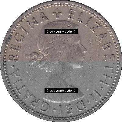 Alte Münze Großbritannien, Bild in Farbe bzw. Color PNG-Grafik, Umlaufmünze aus dem Zeitraum 1954-1970, 2 Schilling-Florin,... Sammlung