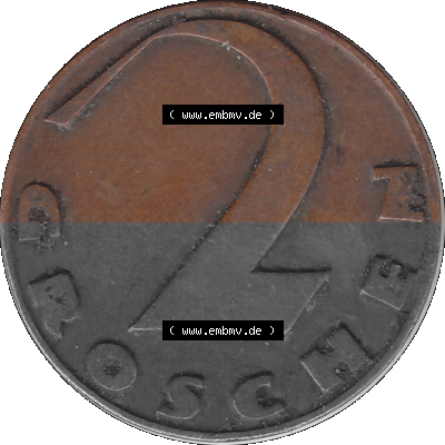 2 / Zwei Groschen Österreich in original Farbgebung von Scanner transparenten PNG 1925-1938, 2 Zwei Groschen, Krückenkreuz 1926... Sammlung