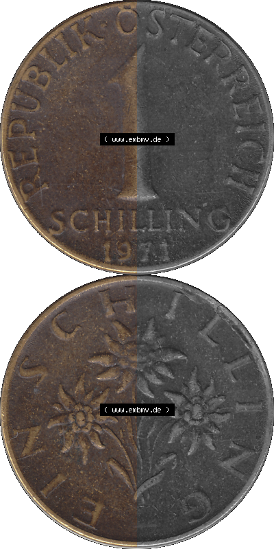 Österreich 1 / Ein Schilling 1959-2001, 1 Schilling 1971 (Stück 1), Ein Shilling Edelweiß Sammlung