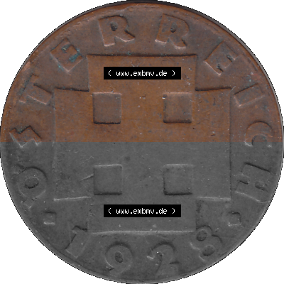 2 / Zwei Groschen Österreich in original Farbgebung von Scanner transparenten PNG 1925-1938, 2 Zwei Groschen, Krückenkreuz 1928... Sammlung