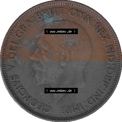 Großbritannien Umlaufmünze One Penny, 1 Pence 1928-1936, 1 One Penny, 1935 (Stück 1), George V. BM GEORGIVS V DEI GRABRITTOMNREX... Sammlung