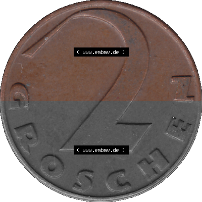 2 / Zwei Groschen Österreich in original Farbgebung von Scanner transparenten PNG 1925-1938, 2 Zwei Groschen, Krückenkreuz 1927... Sammlung