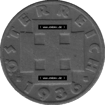 2 / Zwei Groschen Österreich in s/w Schwarzweiß bzw. Graustufen Farbgebung von Scanner transparenten PNG 1925-1938, 2 Zwei Groschen,... Sammlung