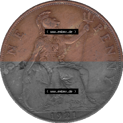 Großbritannien Umlaufmünze One Penny, 1 Pence 1911-1926, 1 One Penny, 1921 (Stück 1), George V, B.M. GEORGIVS V DEI GRABRITTOMNREX... Sammlung