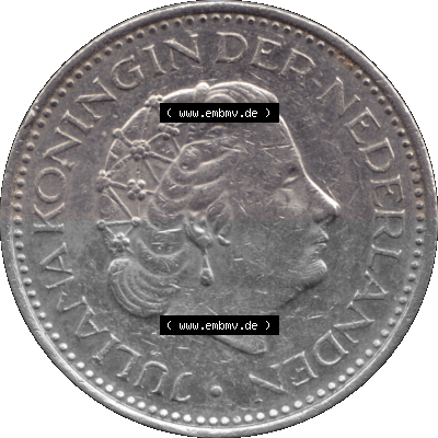 Alte Münze Niederlande in Farbe 1967-1980, 1 Gulden Königin Juliana 1977, niederländisch Nederland Sammlung