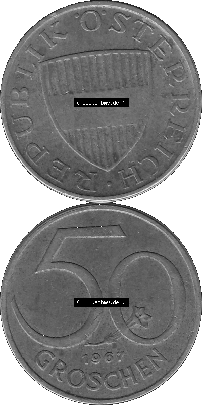 50 / Fünfzig Groschen Österreich in s/w Schwarzweiß bzw. Graustufen Farbgebung von Scanner transparenten PNG 1959-2001, 50... Sammlung