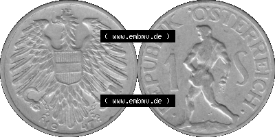 Österreich 1 / Ein Schilling in Graustufen 1946-1957, 1 Schilling 1947 (Stück 1) Graustufen Sammlung