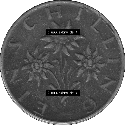 Österreich 1 / Ein Schilling in Graustufen 1959-2001, 1 Schilling 1971 (Stück 1), Ein Shilling Edelweiß Graustufen Sammlung