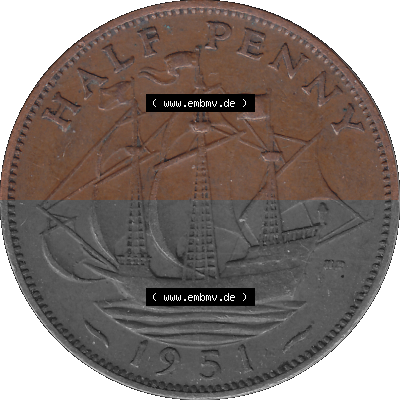 Großbritannien Umlaufmünze Half Penny 1949-1952, Half Penny 1951 (Stück 1), George VI. GEORGIVS VI D-G-BR-OMN-REX FIDEI DEF.HP Sammlung