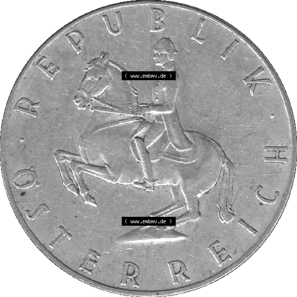 Grau bzw. s/w Alte Münze 5 / Fünf Schilling Österreich in original Farbgebung von Scanner transparenten PNG 1960-1968, 5 Fünf Schilling 1960-01, 5,20 Gramm 640er Silber,... Sammlung Graustufen