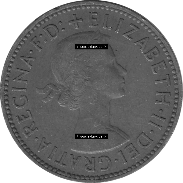 Grau bzw. s/w Münzen Großbritannien Umlaufmünzen Sammlung in PNG 1954-1970, Half Penny, Halber Pence 1957-01, Elisabeth II. (5) - Digitales Münzen-Bildmaterial... Sammlung Graustufen