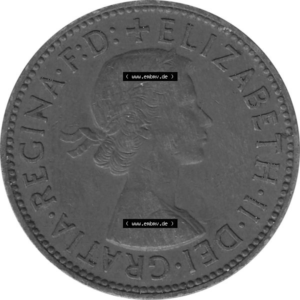 Grau bzw. s/w Münzen Großbritannien Umlaufmünzen Sammlung in PNG 1954-1970, Half Penny, Halber Pence 1954-02, Elisabeth II. (5) - Digitales Münzen-Bildmaterial... Sammlung Graustufen