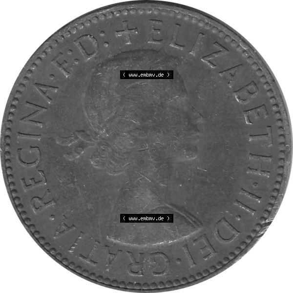 Grau bzw. s/w Münzen Großbritannien Umlaufmünzen Sammlung in PNG 1954-1970, Half Penny, Halber Pence 1963-01, Elisabeth II. (5) - Digitales Münzen-Bildmaterial... Sammlung Graustufen