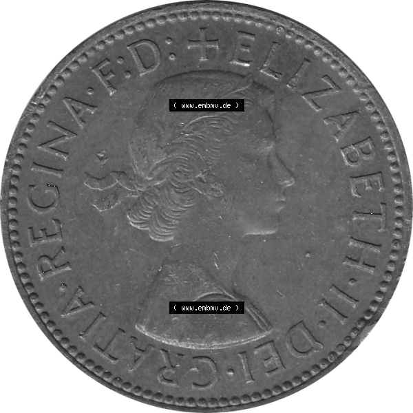 Grau bzw. s/w Münzen Großbritannien Umlaufmünzen Sammlung in PNG 1954-1970, Half Penny, Halber Pence 1964-01, Elisabeth II. (5) - Digitales Münzen-Bildmaterial... Sammlung Graustufen