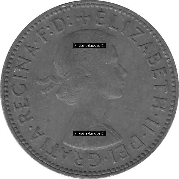 Grau bzw. s/w Münzen Großbritannien Umlaufmünzen Sammlung in PNG 1954-1970, Half Penny, Halber Pence 1963-02, Elisabeth II. (5) - Digitales Münzen-Bildmaterial... Sammlung Graustufen