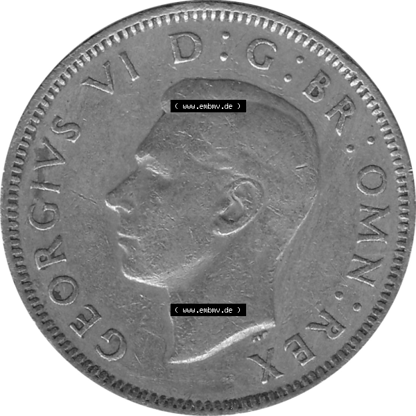 Grau bzw. s/w Münzen Großbritannien Umlaufmünzen Sammlung in PNG 1947-1948, 1 One Schilling - One Shilling, 1948-04 Stehender gekrönter Löwe auf Krone (5) - Digitales... Sammlung Graustufen