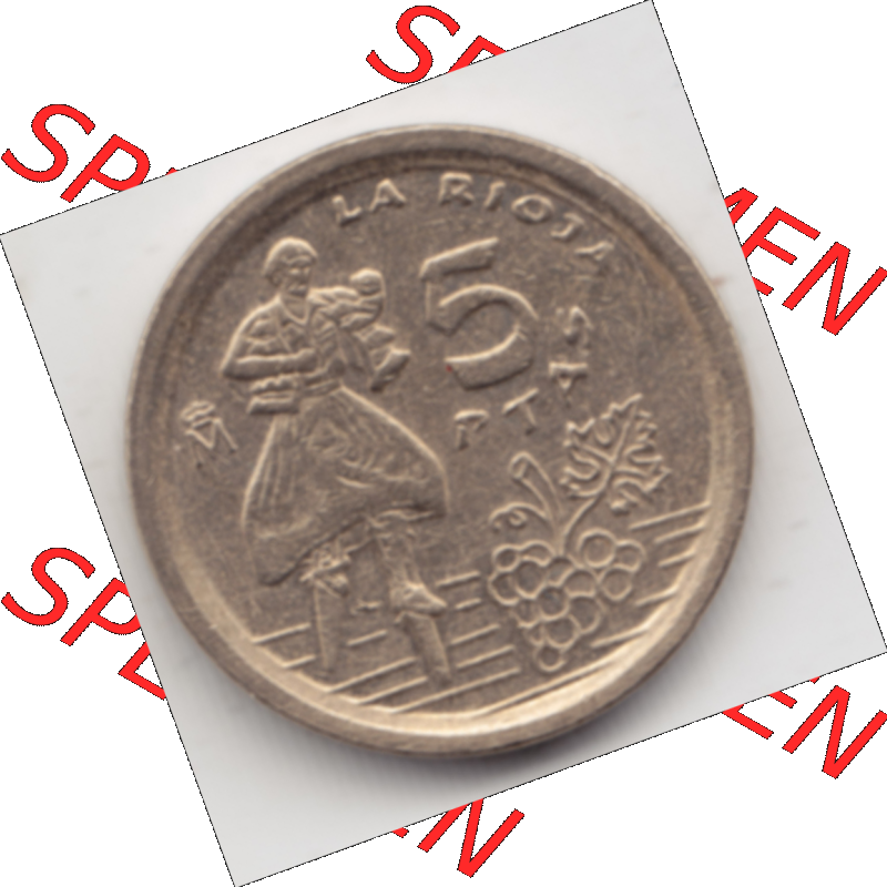 Münze Spanien / España Umlaufmünzen Sammlung in PNG 1996-1996, 5 Peseten 1996 (1) - Digitales Münzen-Bildmaterial einer spanischen Münze aus Spanien in farbige... Sammlung